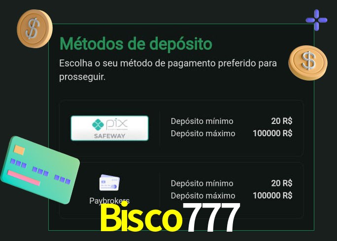 O cassino Bisco777 oferece uma grande variedade de métodos de pagamento